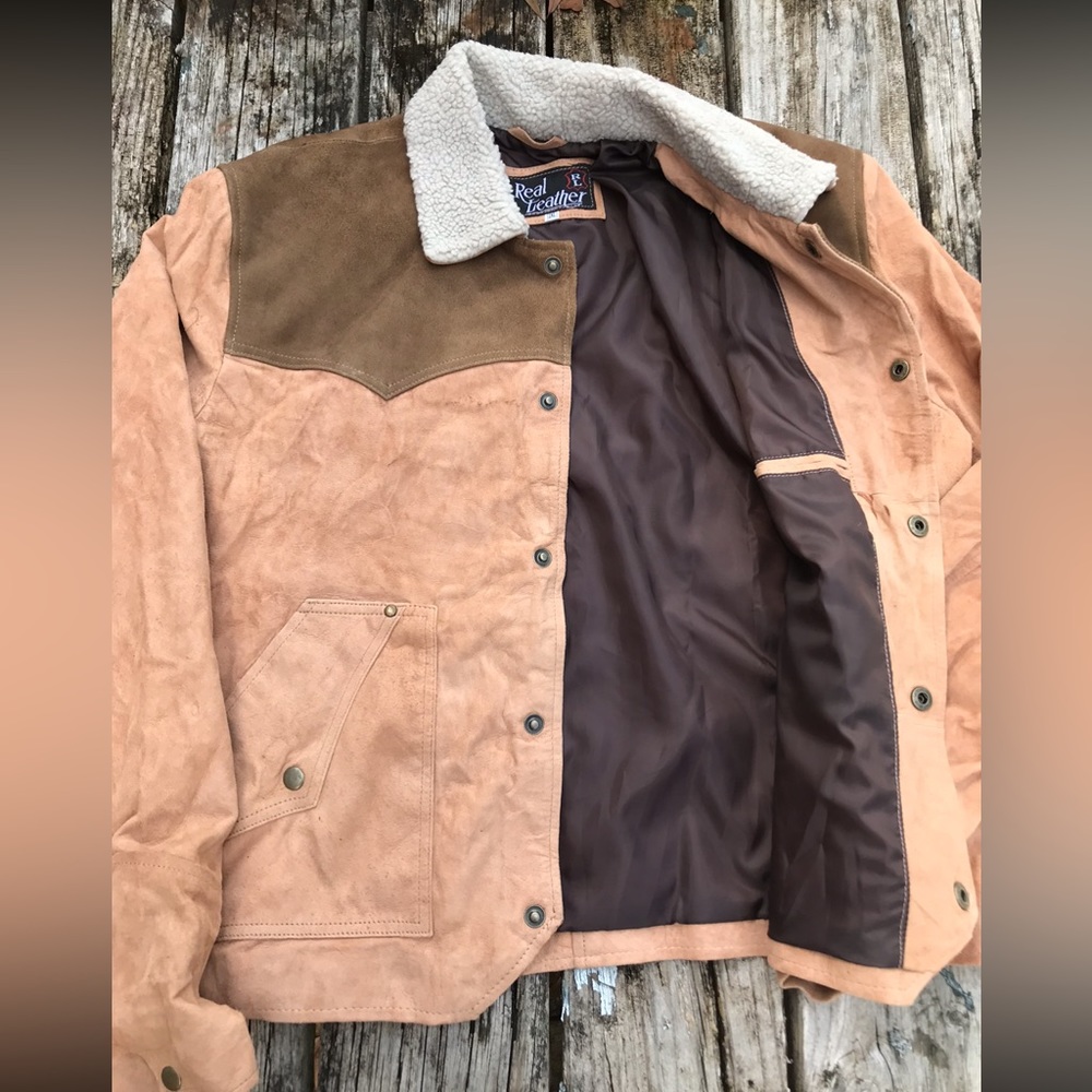 Real Leather Brand Two-Tone Womens Western Leather Jacket Coat. Size 2 XL - Picture 6 of 8